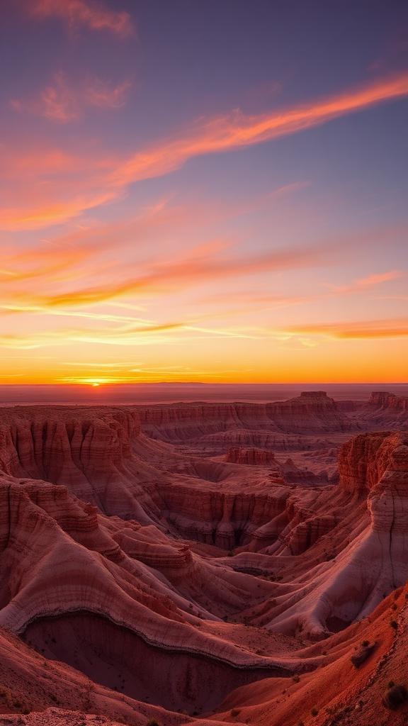 Badlands colorés au crépuscule, Drumheller